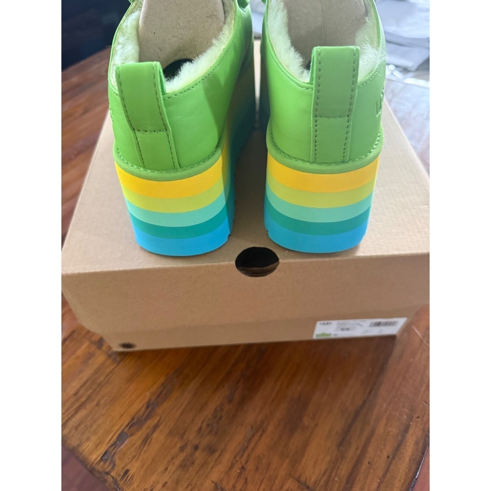 UGG Urseen Platform Clog Green Rainbow Sole Slip On Mule Men's 5/Women's 6 - Picture 6 of 11